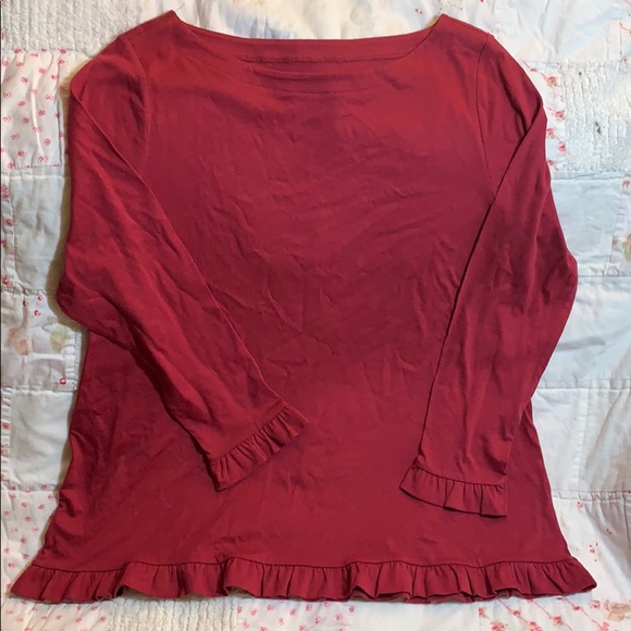 LOFT Tops - NWT LOFT Ruffle edge top w Bracelet sleeve. Sz S